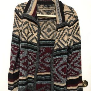 Cable&Guage Women Long Sleeve Open Front Aztec Native Sweater. Georgeous Colors!
